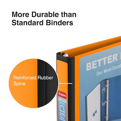 Staples® Better 1" 3 Ring View Binder with D-Rings, Orange (13465-CC) |  Quill.com