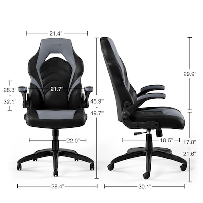Quill Brand® Luxura Faux Leather Racing Gaming Chair, Black and Gray (52503)  | Quill.com