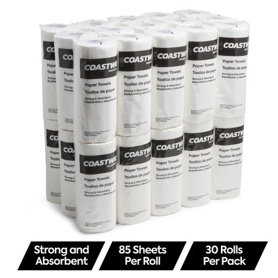 Coastwide Professional Kitchen Rolls Paper Towel, 2-Ply, White, 85 Sheets/Roll, 30 Rolls/Carton (CW2