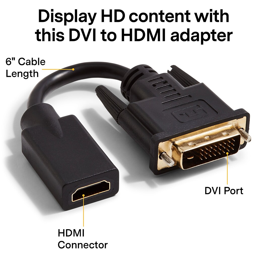 NXT Technologies™ NX50637 0.5' HDMI/DVI-D Video Adapter, Black | Quill.com