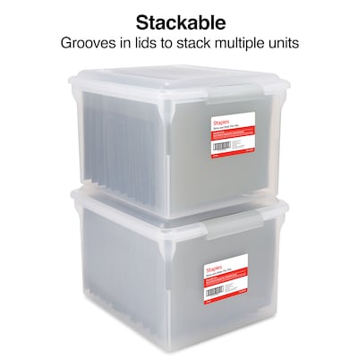 TRU RED™ Store & Slide Hanging File Box, Latch Lid, Letter/Legal Size,  Clear, 4/Carton (TR57621CT) | Quill.com