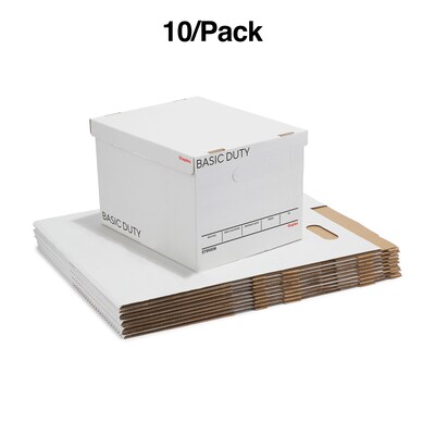 Staples Basic-Duty File Box, Lift Off Lid, Letter/Legal, White/Black,  10/Pack (TR59208)
