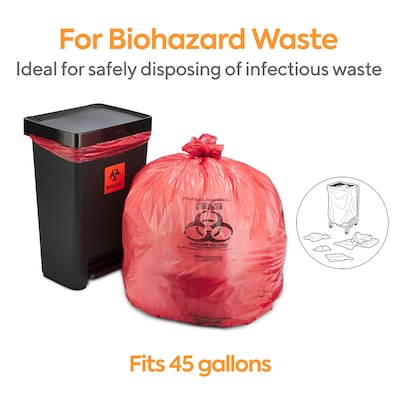 Coastwide Professional™ 40-45 Gal. Biohazard Trash Bags, Low Density, 1.3  Mil, Red, 46x40, 200/Carto | Quill.com