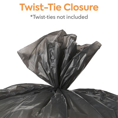 Perk Twist-Tie Heavy-Duty Trash Bags, 45 gal, 1.1 mil, 45 x 38, Black, 25/Box