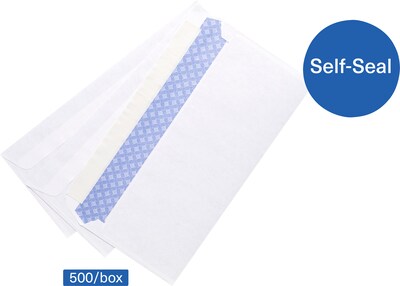 Quill Brand EasyClose Security Tinted #10 Business Envelopes, 4 1/8 x 9 1/2, White, 500/Box (30164