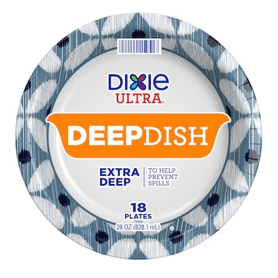 Dixie Ultra Deep Dish Paper Plate, 9.56, Blue/Yellow, 18/Pack (15951C)