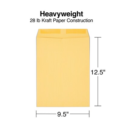 Staples Gummed Kraft Catalog Envelopes, 9.5"L x 12.5"H, Brown, 100/Box (SPL534743)