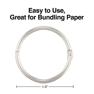 Staples Book Rings, 1.5, Silver, 100/Pack (44416)