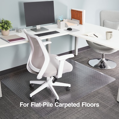 Quill Brand® Chairmat, For Flat-Pile Carpets, No Lip, Rectangular, 46 x 60