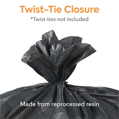 55-60 Gallon Trash Bags, (Value Pack 100 Bags W/Ties) Large Black
