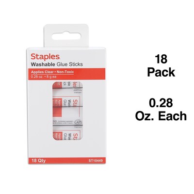 Staples® Glue Sticks, 0.28 oz., 18/Pack (ST10449/10449)