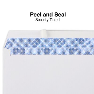 Quill Brand Easy Close Self Seal Security Tinted #10 Business Envelope, 4-1/8" x 9-1/2", White, 100/Box (69703 / 70711)