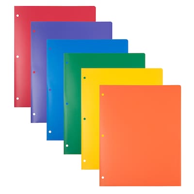 JAM Paper Heavy Duty 3-Hole Punched 2-Pocket Folder, Multicolored, Assorted Colors, 6/Pack (383HHPRG