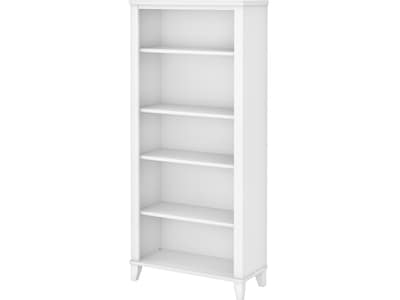 Bush Furniture Somerset 65H 5-Shelf Bookcase with Adjustable Shelves, White Laminate (WC81965)