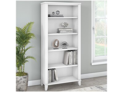 Bush Furniture Somerset 65H 5-Shelf Bookcase with Adjustable Shelves, White Laminate (WC81965)