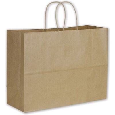 Bags & Bows 12.5"H x 16"W x 6"D Kraft Paper Shopping Bags, Kraft,  250/Carton (29-RK) | Quill.com