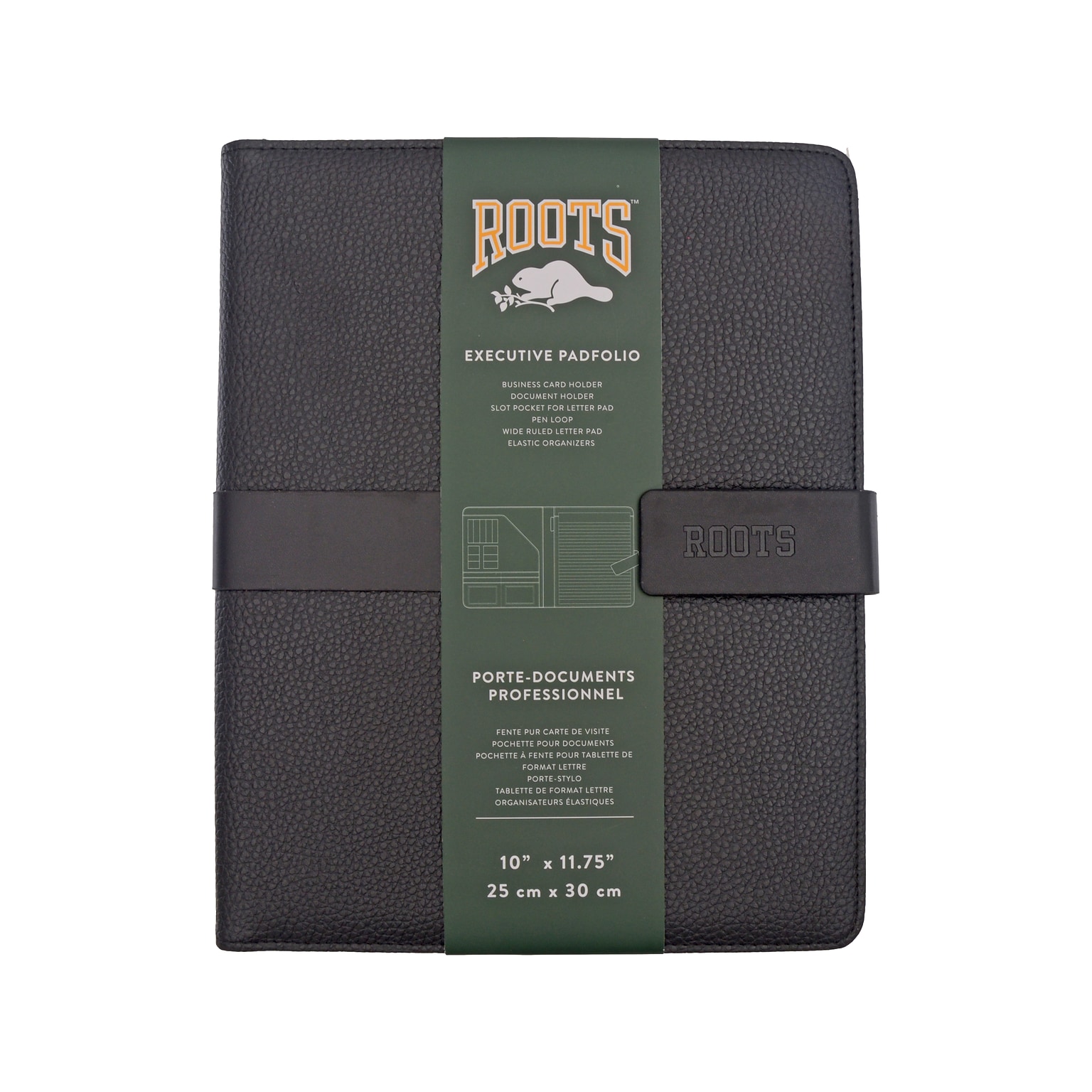 ROOTS Executive Padfolio with Magnetic Closure, Black (RQ7PF-14)