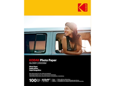 Kodak Glossy Photo Paper, 8.5 x 11, 100 Sheets/Pack (41183)