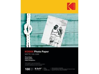 Kodak Matte Photo Paper, 8.5 x 11, 100 Sheets/Pack (41184)