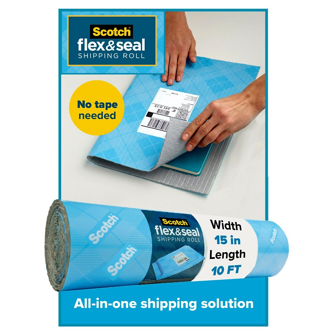 Scotch Flex & Seal Shipping Roll Self-Sealing Padded Mailer, 15" x 10',  Blue (FS-1510) | Quill.com