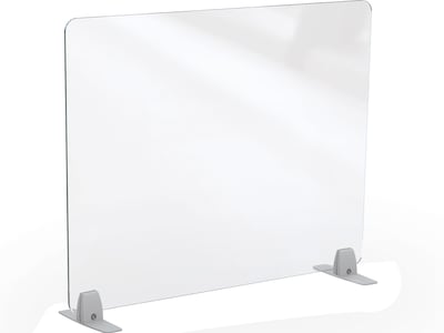 MooreCo Freestanding Desktop Divider, 24"H x 29"W, Clear Acrylic (45267)