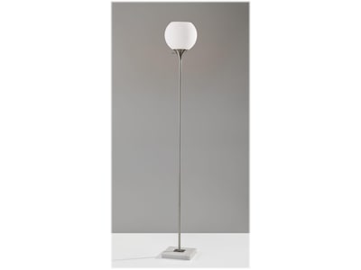 Adesso Fiona 71 Brushed Steel/White Marble Floor Lamp with Globe Shade (5179-22)