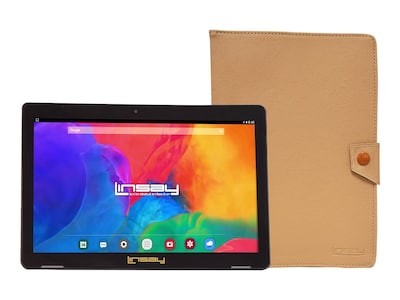Linsay 10.1" Tablet with Case, WiFi, 2GB RAM, 64GB Storage, Android 13, Black/Light Brown (F10IPBCLBROWN)