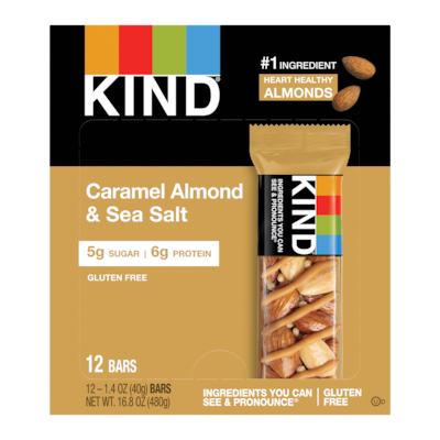 KIND Gluten Free Caramel Almond & Sea Salt Nut Bars, 1.4 oz, 12/Box (PHW18533)
