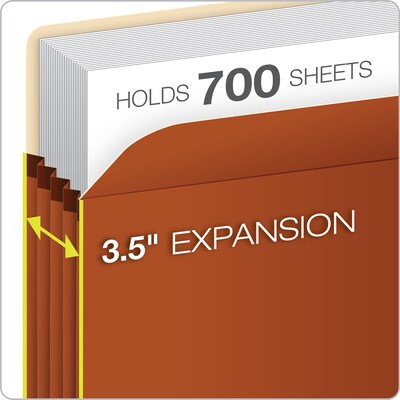 Pendaflex Smart Shield Reinforced File Pocket, 3 1/2" Expansion, Legal Size, Redrope, 10/Box (1526EAM)