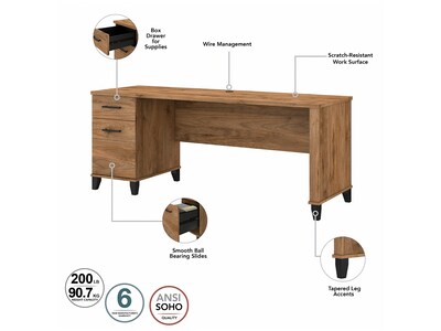 Bush Furniture Somerset 72" Computer Desk with Drawers and Hutch, Fresh Walnut (SET018FW)