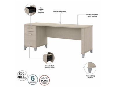 Bush Furniture Somerset 72" Computer Desk with Drawers and Hutch, Sand Oak (SET018SO)