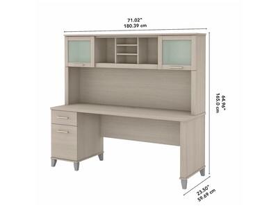 Bush Furniture Somerset 72" Computer Desk with Drawers and Hutch, Sand Oak (SET018SO)