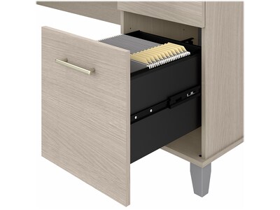 Bush Furniture Somerset 60" Computer Desk with Lateral File Cabinet and 5-Shelf Bookcase, Sand Oak (SET013SO)