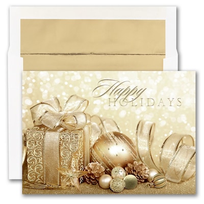 JAM PAPER Blank Christmas Cards & Matching Envelopes Set, Holiday Package, 25/Pack (526M1761WB)