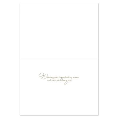 JAM PAPER Christmas Cards & Matching Envelopes Set, 7 6/7 x 5 5/8, Gold Sparkle Ornament, 18/Pack