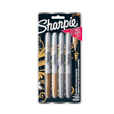 Sharpie Permanent Markers, Fine Tip, Assorted Metallic, 4/Pack (1835559)