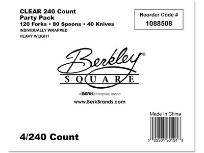 Berkley Square Elegant Dinnerware Polystyrene Assorted Cutlery, Heavy-Weight, White, 240/Box (108850