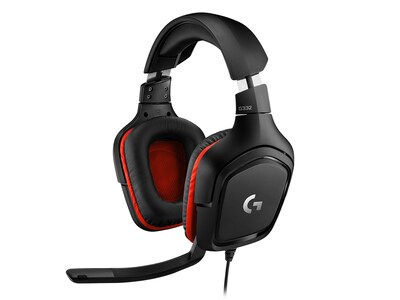 Logitech G Series G332 Wired Over-the-Ear Gaming Headset, Black/Red  (981-000755) | Quill.com