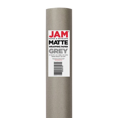 Jam Paper Wrapping Paper - 25 Sq ft. - Solid Matte Silver - Sold Individually