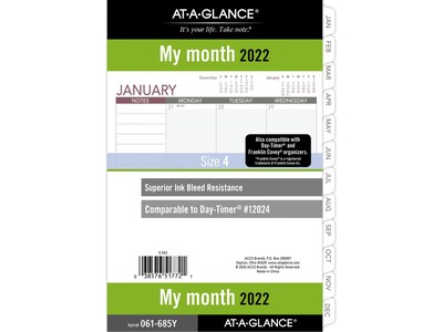 2022 AT-A-GLANCE 5.5 x 8.5 Refill, White (061-685Y-22)
