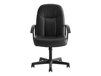 HON SofThread Leather High-Back Executive Chair, Center-Tilt, Fixed Arms, Black (BSXVL601SB11)