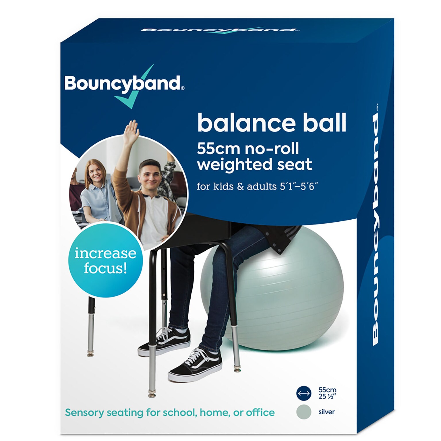 Bouncy Bands Balance Ball, 55cm, Silver (BBAWBS55SI)