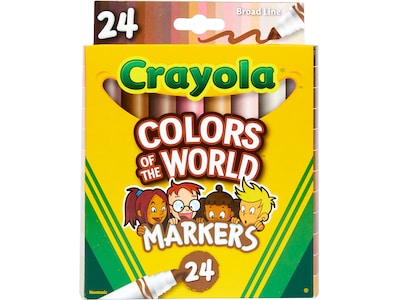 Crayola Colors of the World Permanent Markers, Broad, Assorted Colors, 24/Pack (58-7802)