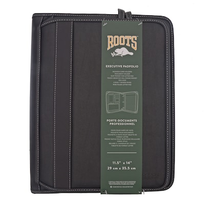 ROOTS 73 Executive Padfolio with Zipper Closure, Black (RQ7911)