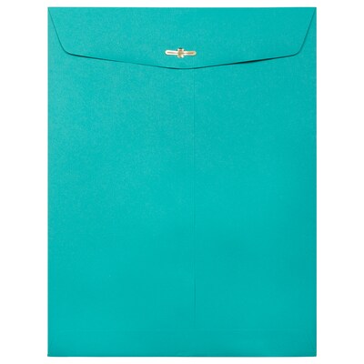 JAM Paper 9" x 12" Open End Catalog Colored Envelopes with Clasp Closure, Sea Blue Recycled, 10/Pack (900906997B)