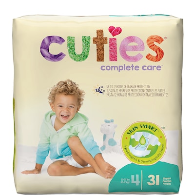 Cuties Premium Jumbo Diapers, Size 4, 124/PK (CR4001)