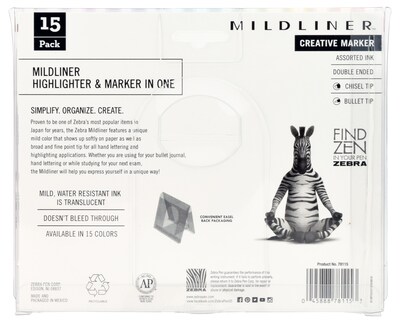 Zebra Mildliner Double Ended Creative Marker 18 x case Chisel & Bullet Tip  COLOR
