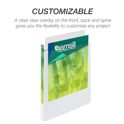Samsill Earth's Choice Plant-Based Durable 1/2" View Binder, 3 Ring Binders, Made in USA, White, 6/Pack (I08917)