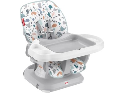 Fisher-Price SpaceSaver Fabric Kids High Chair, White/Gray (GDK31)