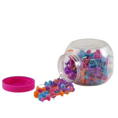 JAM Paper Push Pins, Assorted Colors, 150/Jar, 2 Jars/Pack (22433543a)